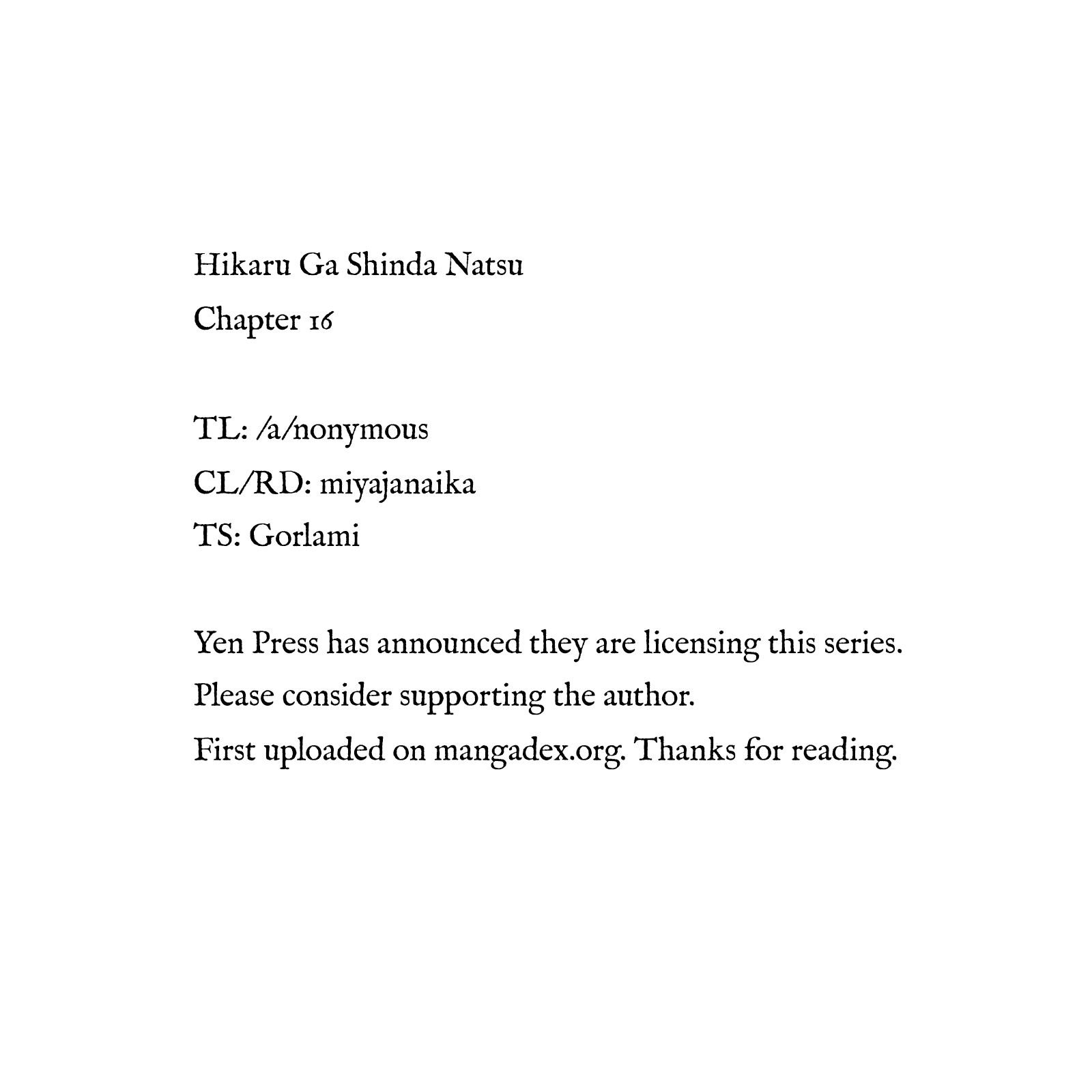 Read The Summer Hikaru Died EN Manga Online