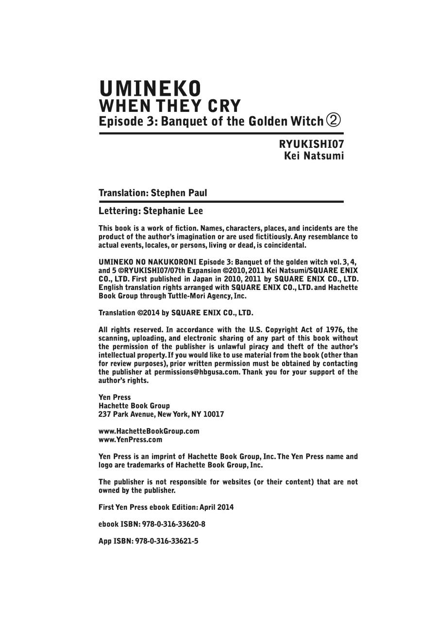 Read Umineko WHEN THEY CRY Episode 3_ Banquet of the Golden Witch EN Manga Online